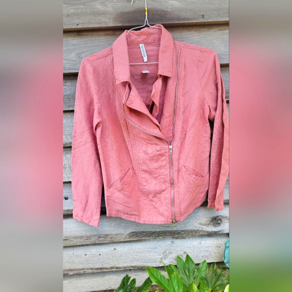 Women's Pink Linen Jacket-S